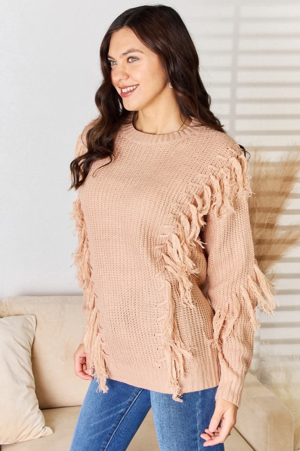 And The Why Tassel Detail Long Sleeve Sweater - Love Salve 