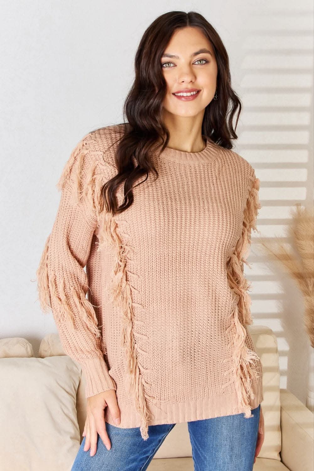 And The Why Tassel Detail Long Sleeve Sweater - Love Salve 