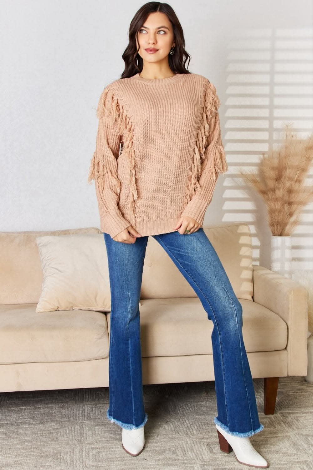 And The Why Tassel Detail Long Sleeve Sweater - Love Salve 