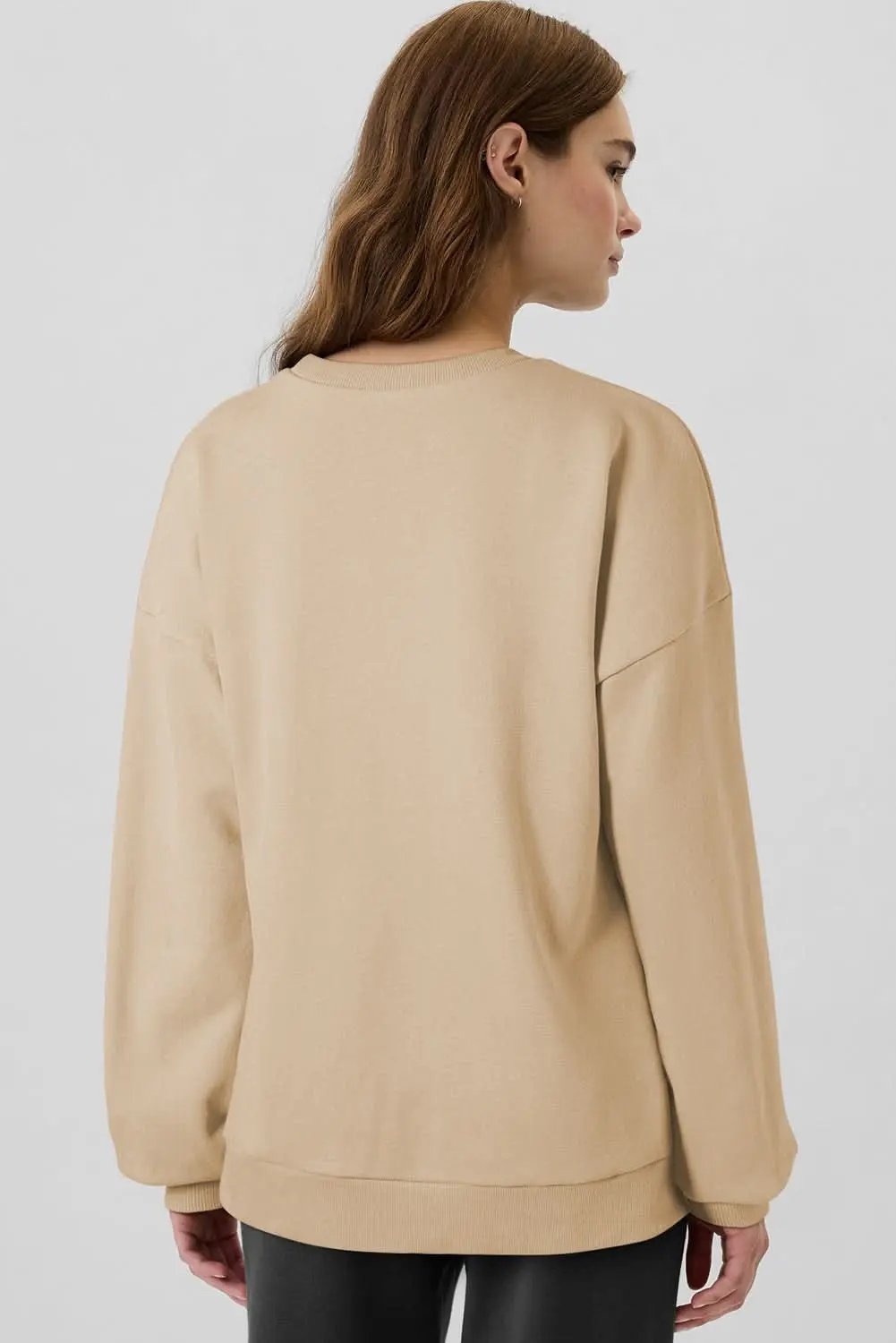 Apricot Solid Fleece Lined Drop Shoulder High Low Sweatshirt - Love Salve 