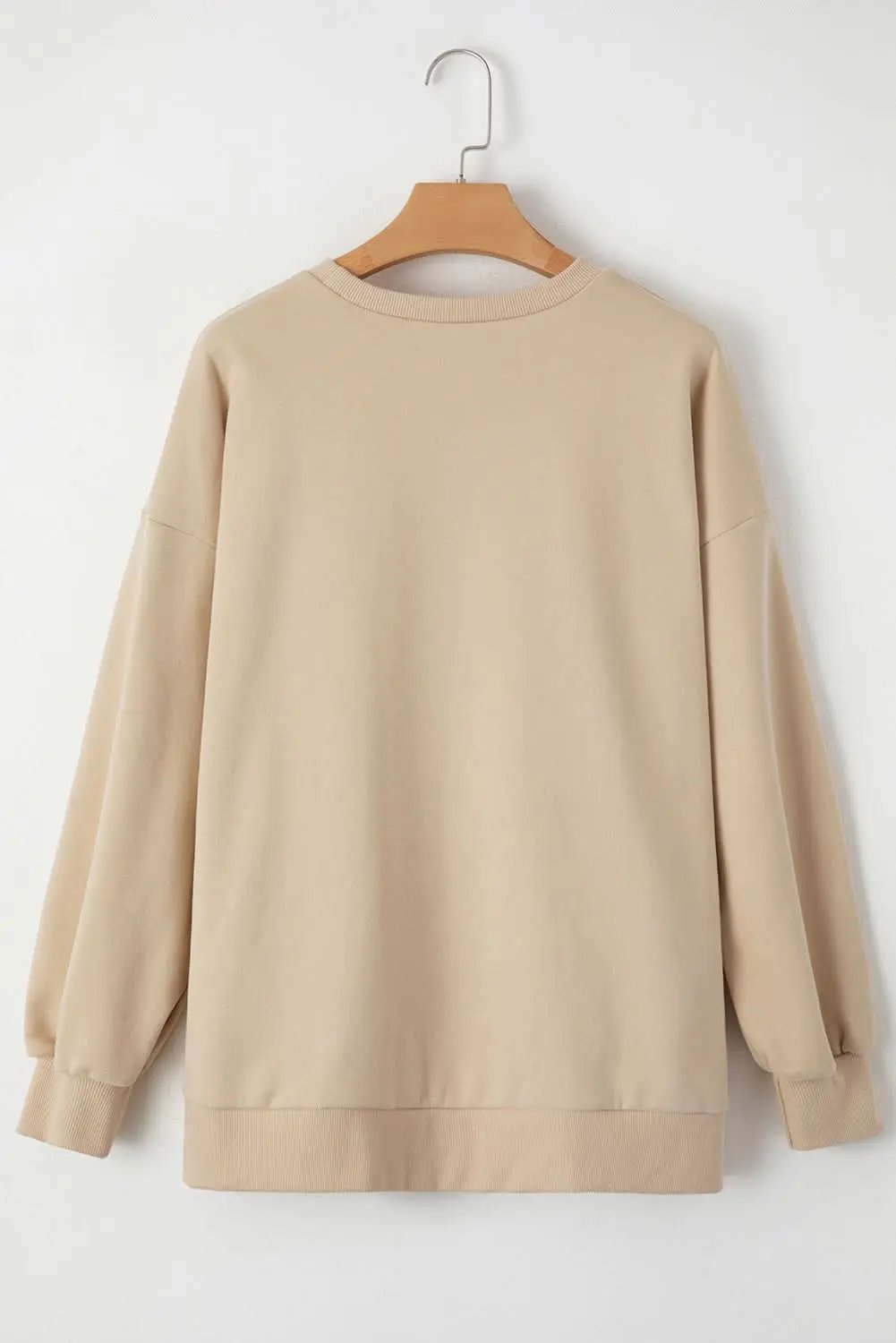Apricot Solid Fleece Lined Drop Shoulder High Low Sweatshirt - Love Salve 