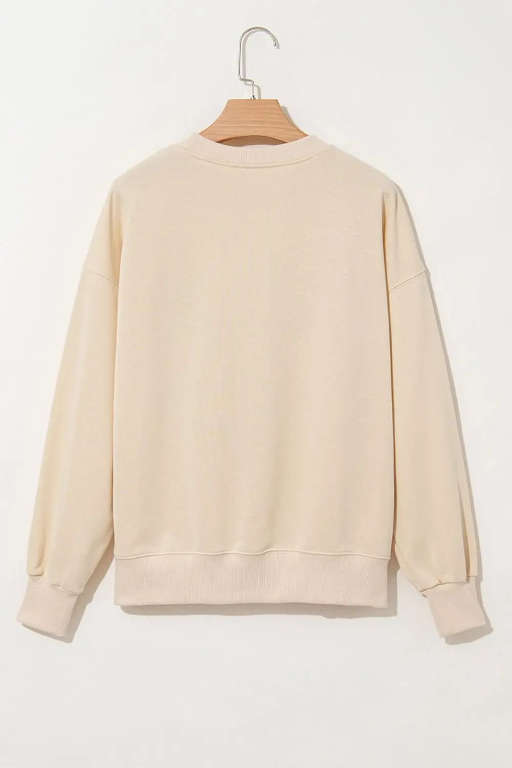 Apricot THANKS Chenille Embroidered Drop Shoulder Graphic Sweatshirt - Love Salve 