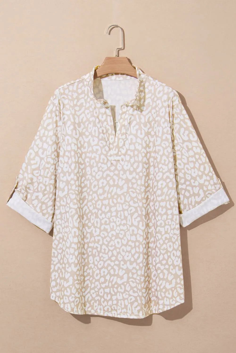 Apricot leopard print plus size top - Love Salve 