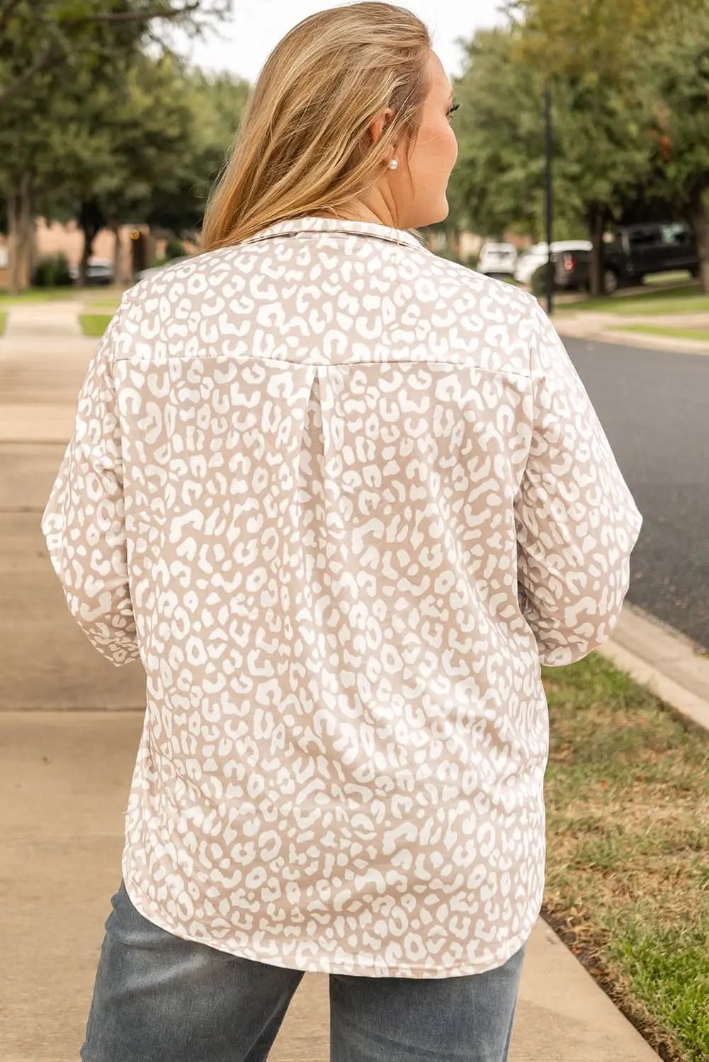Apricot leopard print plus size top - Love Salve 