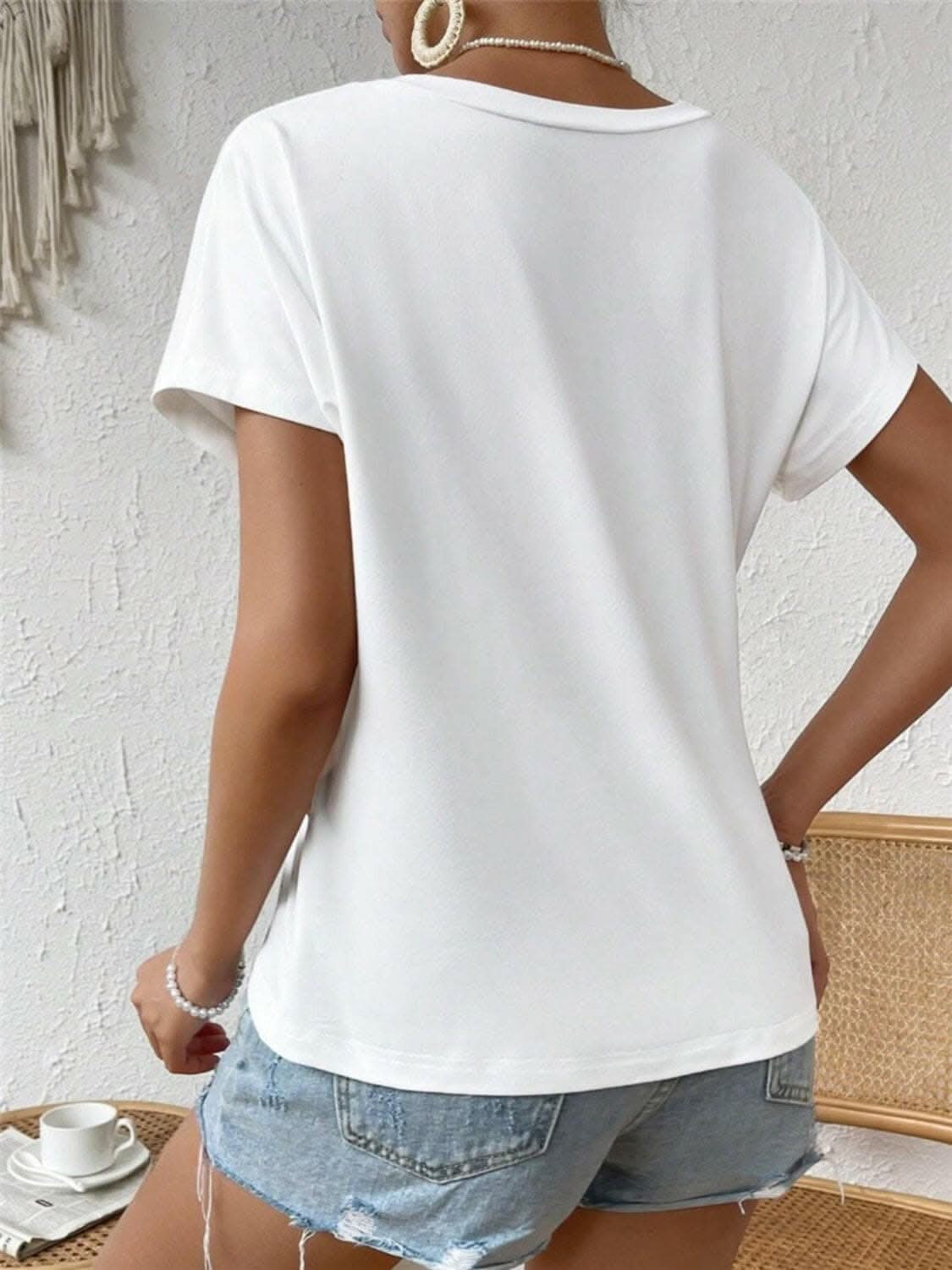 Asymmetric hem round neck tee 