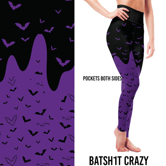 Batsh1t Crazy Purple Bat Leggings with Pockets MM