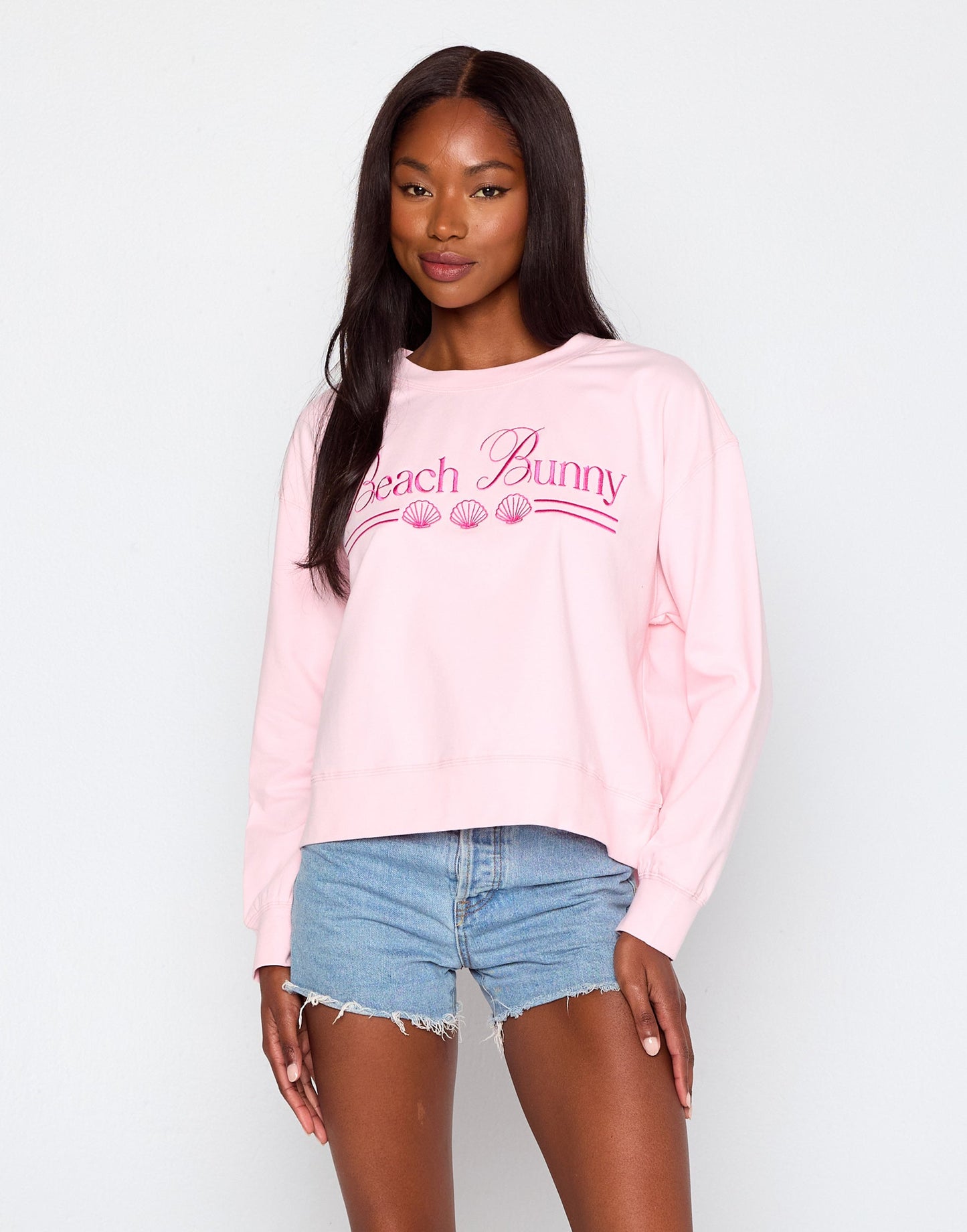 Beach Bunny Embroidered Sweatshirt - Baby Pink