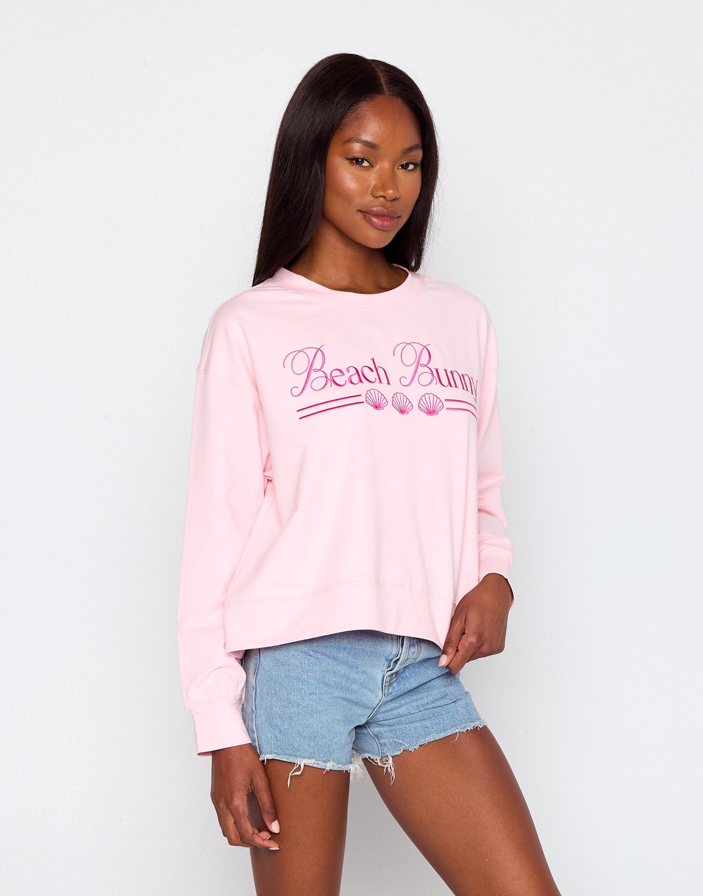 Beach Bunny Embroidered Sweatshirt - Baby Pink