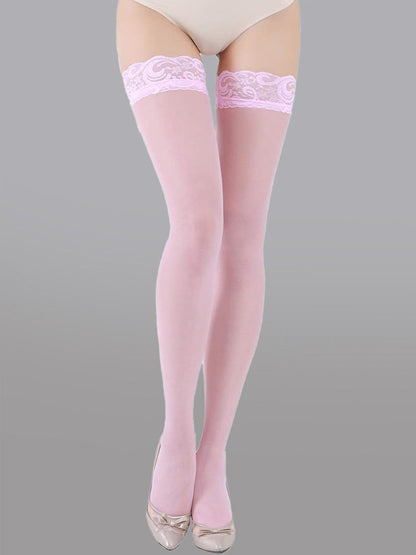 Lace Top Stockings with Floral Design for Elegant Style