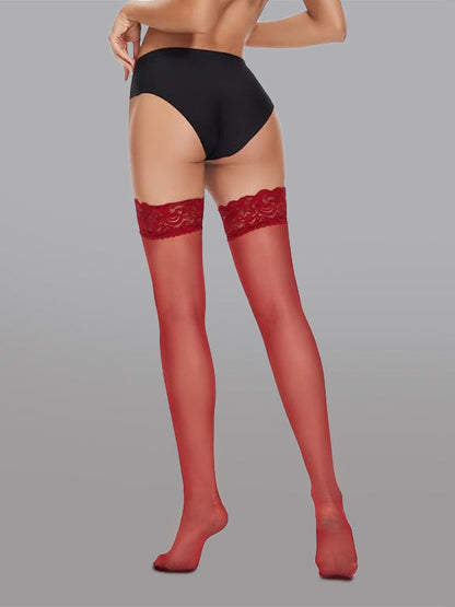 Lace Top Stockings with Floral Design for Elegant Style