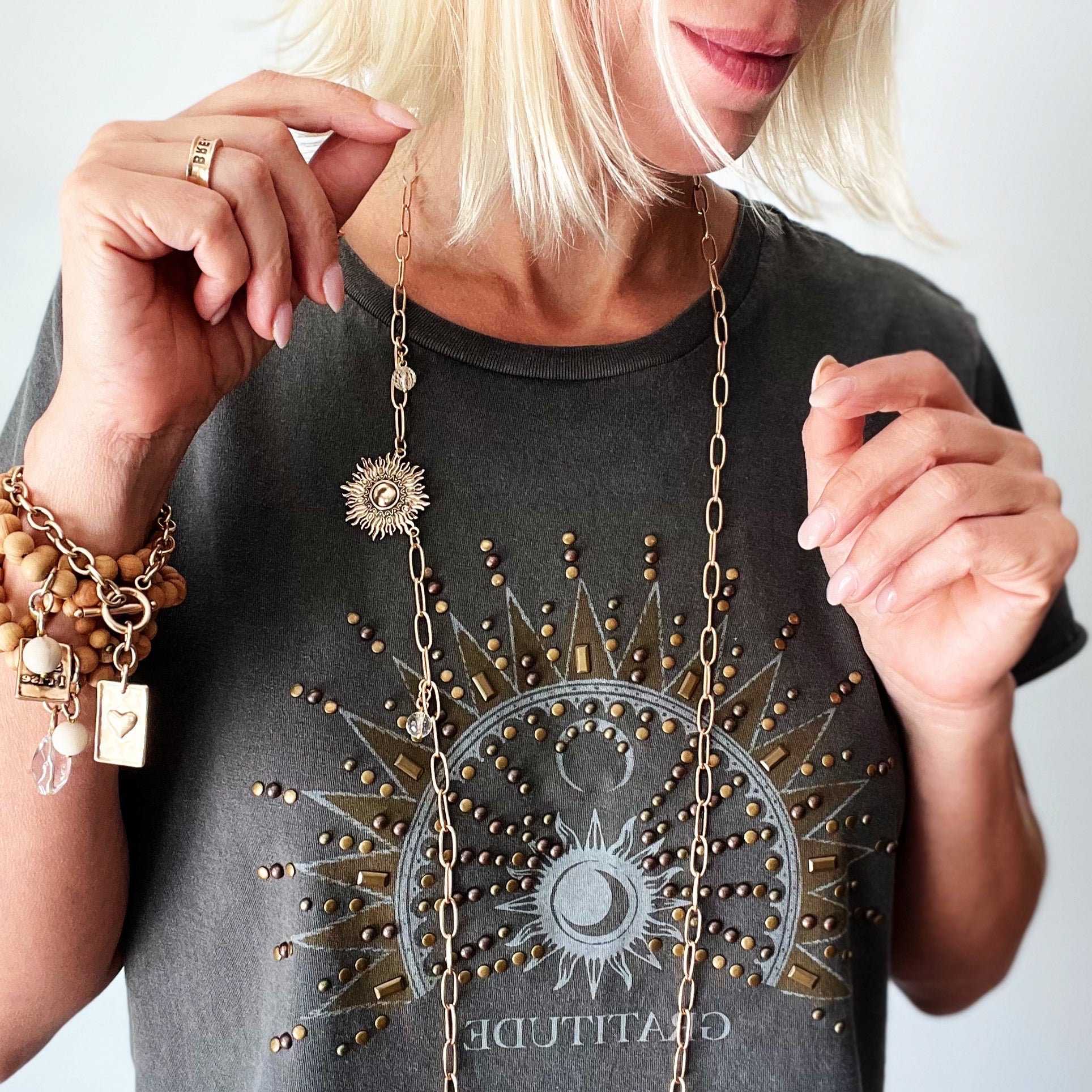 Perfectly Imperfect Starburst Long Chain Necklace Katia Designs