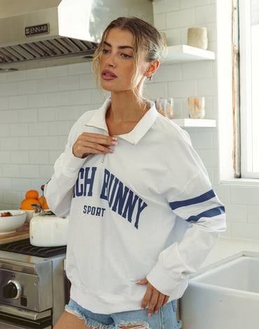 Beach Bunny 3/4 Zip Sweatshirt - Whte