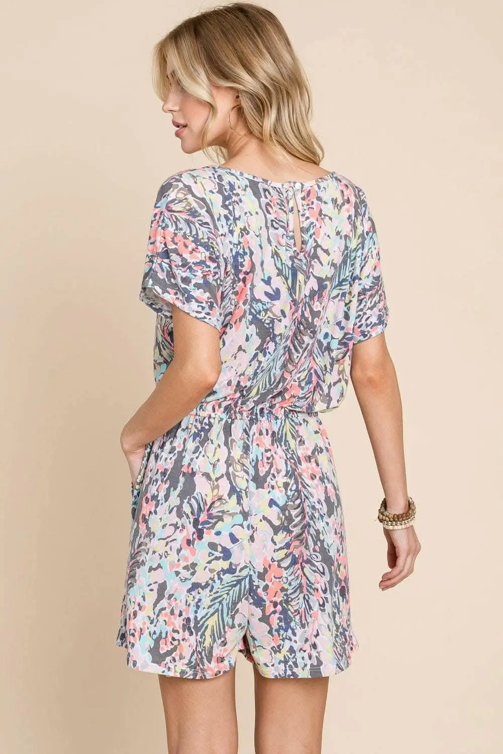 BOMBOM Playful Print Drawstring Romper - Love Salve 