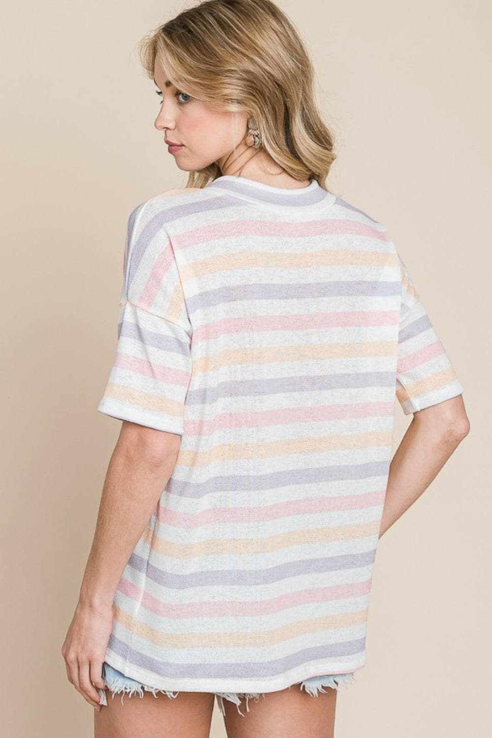 BOMBOM striped v-neck tee 