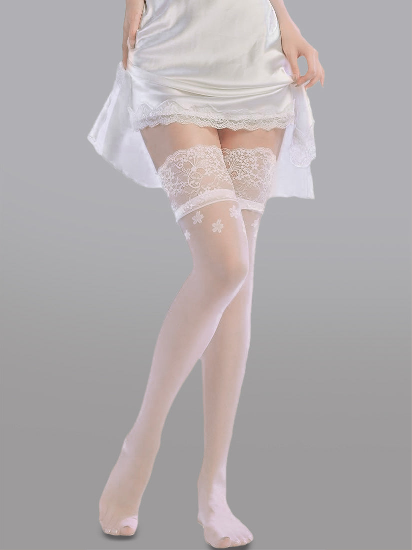 Flower Lace High Stockings Thigh High Sexy Mesh Design Hello.LA.Girl