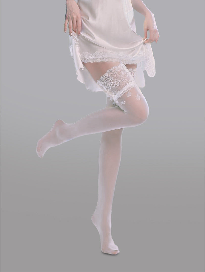Flower Lace High Stockings Thigh High Sexy Mesh Design Hello.LA.Girl