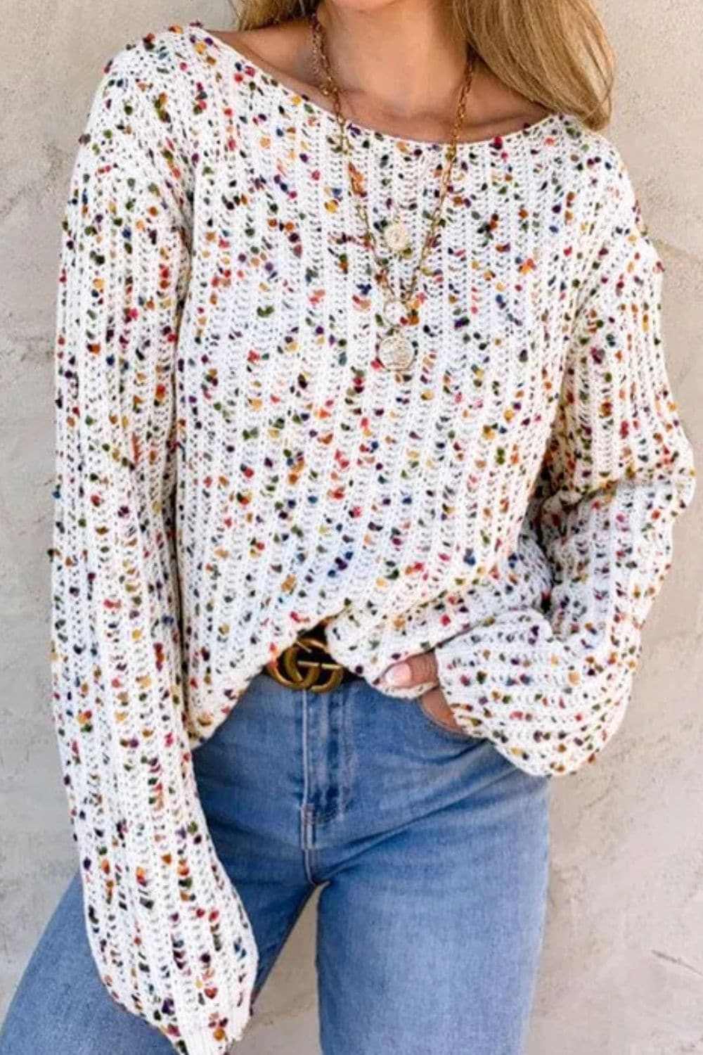 Backless confetti-knit pullover 