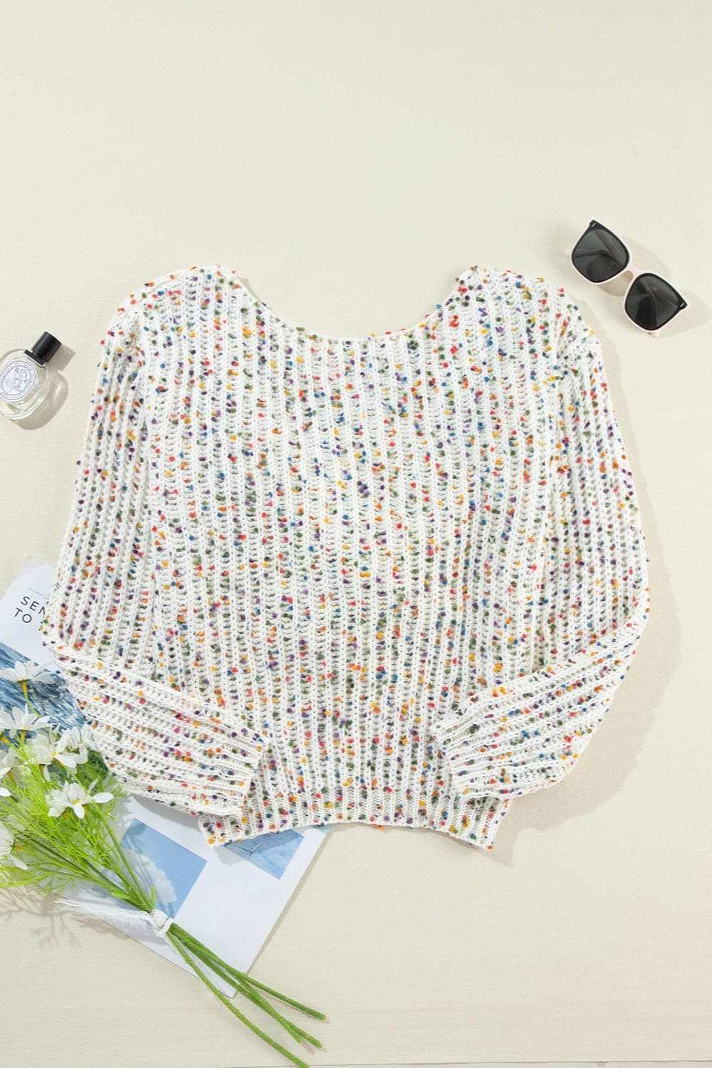 Backless confetti-knit pullover - Love Salve 