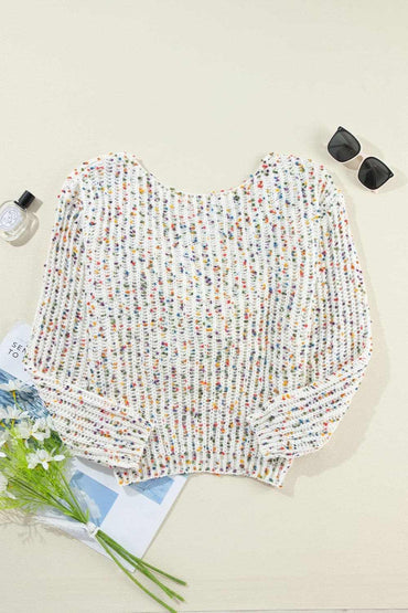 Backless confetti-knit pullover 