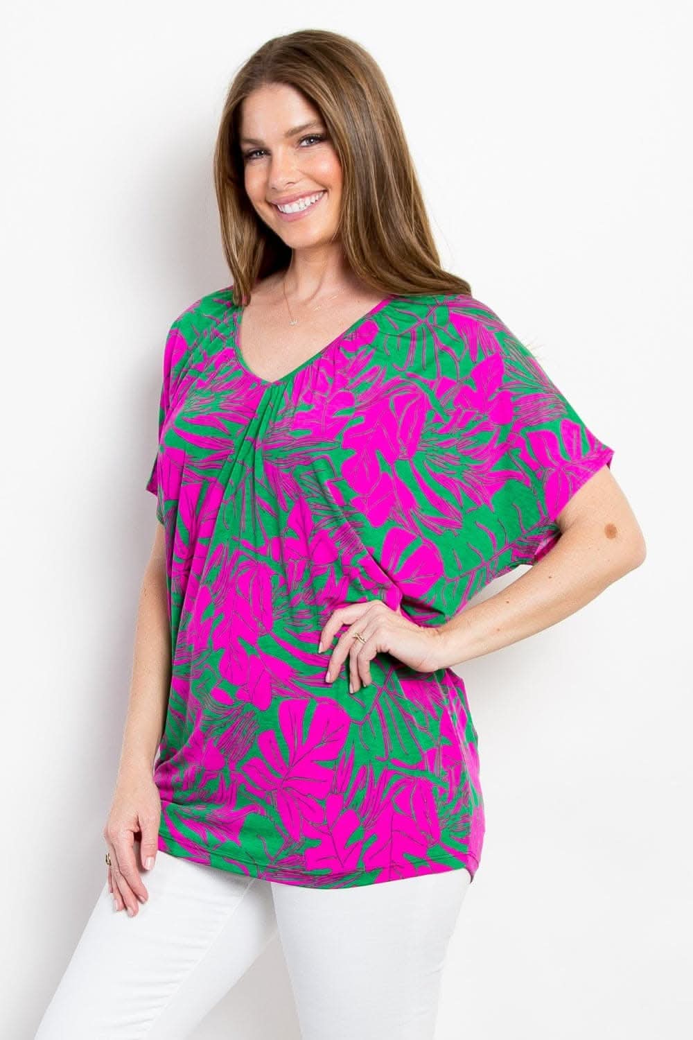 Be Stage Contrast Printed Short Sleeve Top 