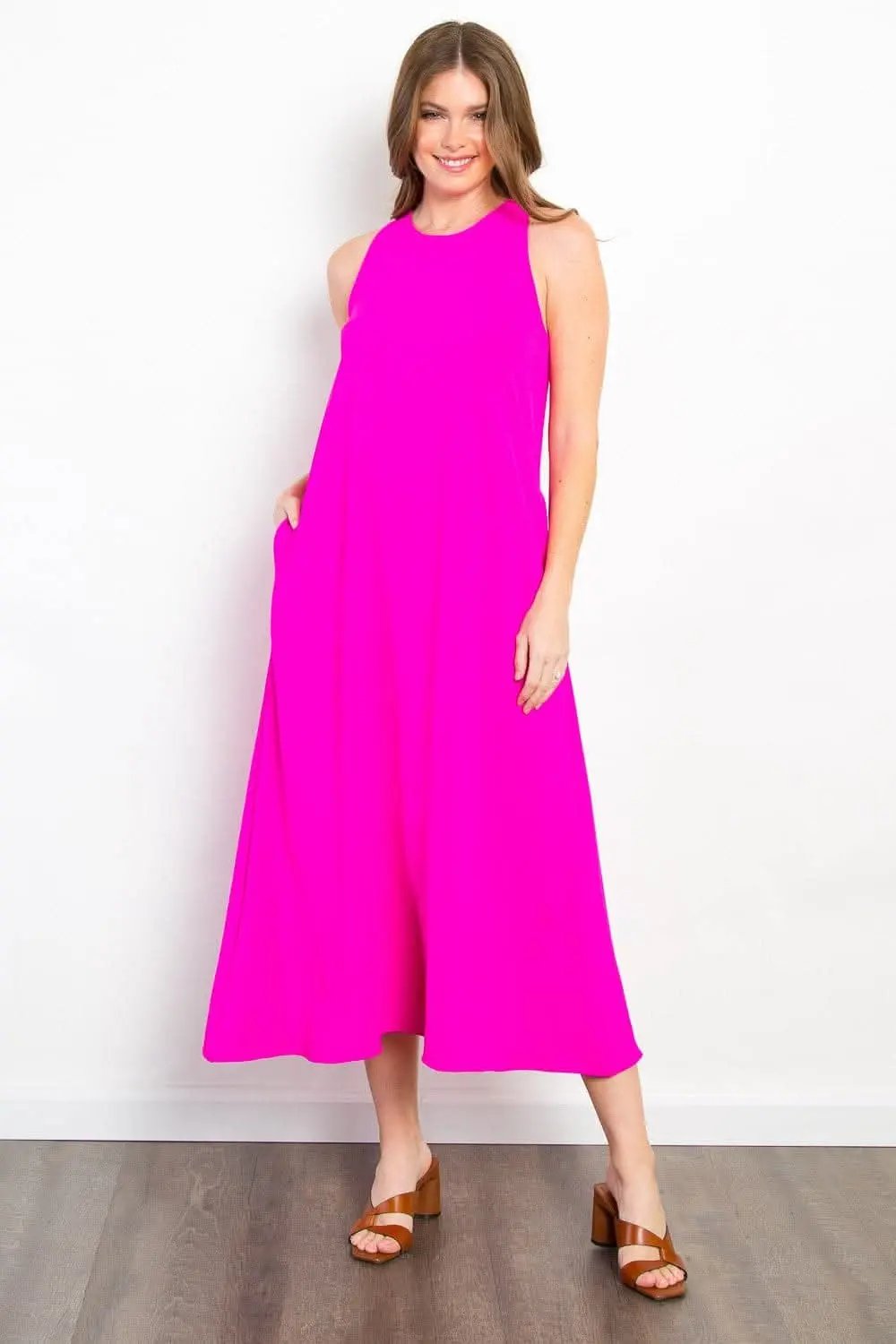 Be Stage Midi Tank Dress with Pockets for Effortless Style - Love Salve 