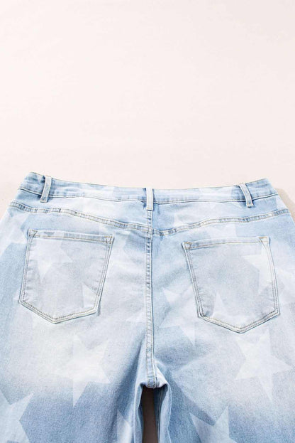 Beau blue plus size star jeans 
