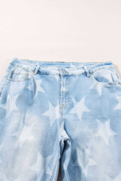 Beau blue plus size star jeans 