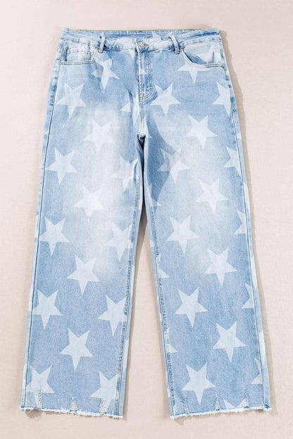 Beau blue plus size star jeans 
