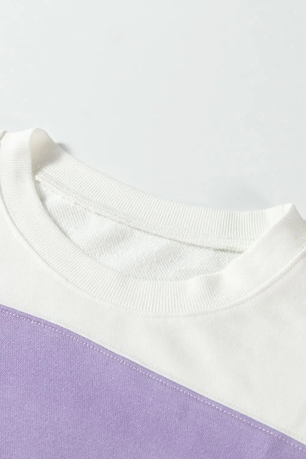 Beige Colorblock Patchwork Drop Shoulder Crewneck Sweatshirt - Love Salve 