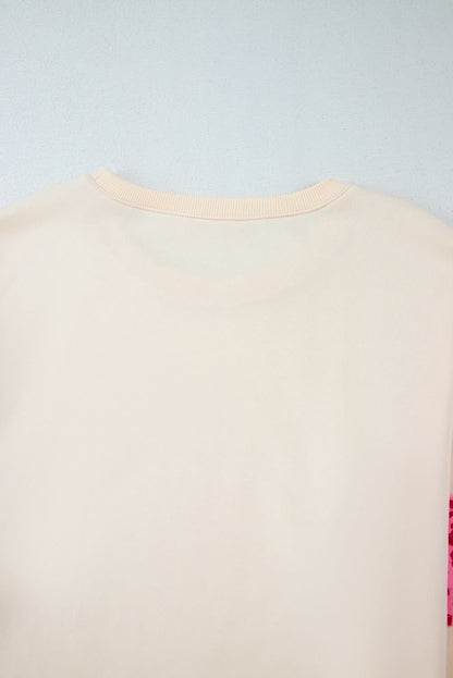 Beige plus size patchwork sweatshirt - Love Salve 