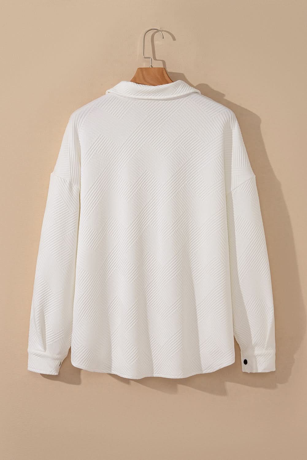 Beige plus size textured jacket - Love Salve 