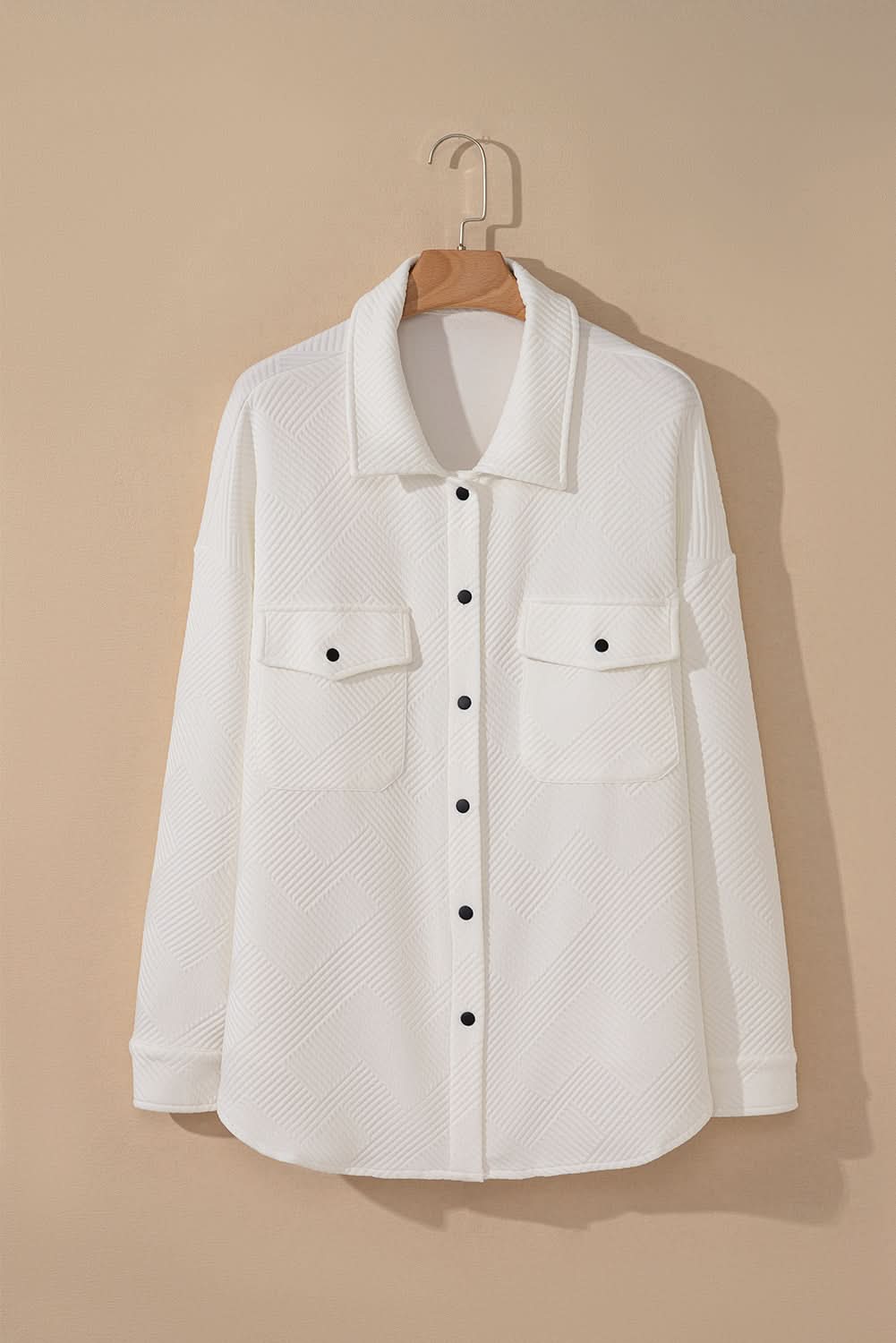 Beige plus size textured jacket - Love Salve 