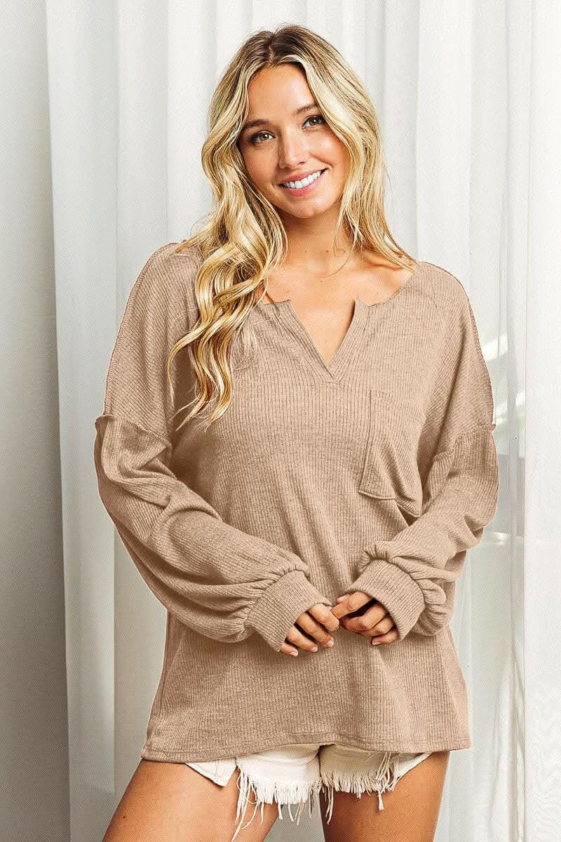 BiBi Exposed Seam Long Sleeve Top - Love Salve 