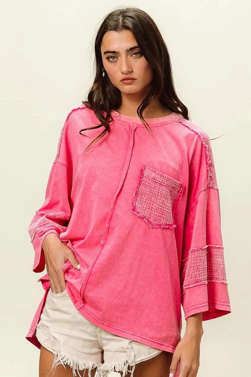 BiBi High-Low Washed T-Shirt - Love Salve 