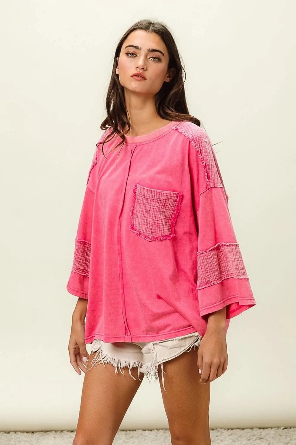 BiBi High-Low Washed T-Shirt - Love Salve 