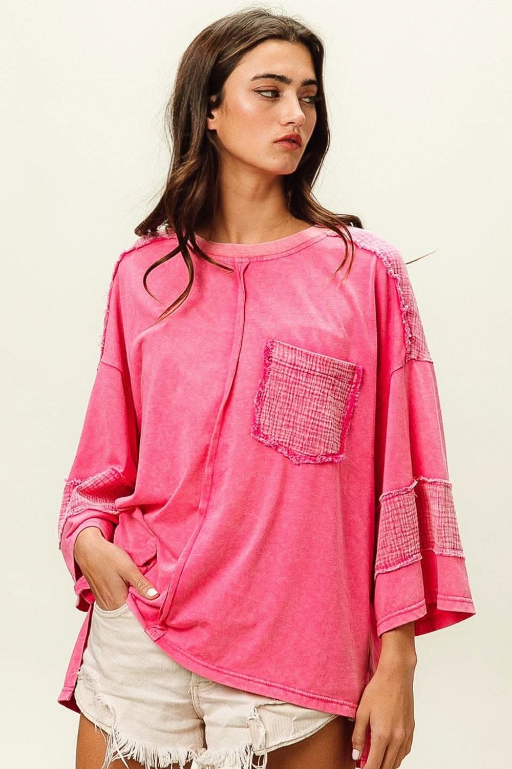 BiBi High-Low Washed T-Shirt - Love Salve 
