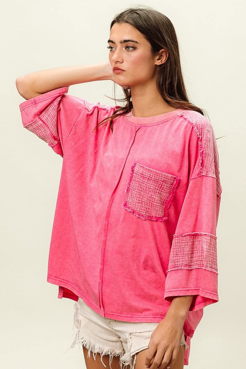 BiBi High-Low Washed T-Shirt - Love Salve 
