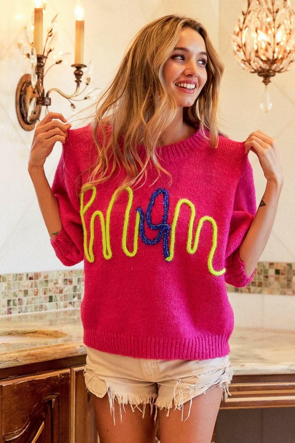 BiBi MOM Contrast Round Neck Sweater - Love Salve 