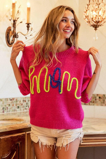 BiBi MOM Contrast Round Neck Sweater - Love Salve 