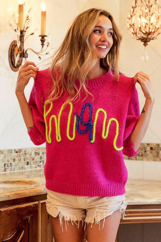 BiBi MOM Contrast Round Neck Sweater - Love Salve 