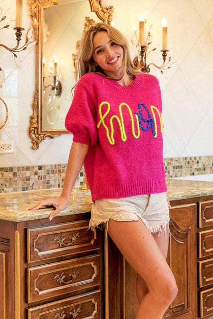 BiBi MOM Contrast Round Neck Sweater - Love Salve 