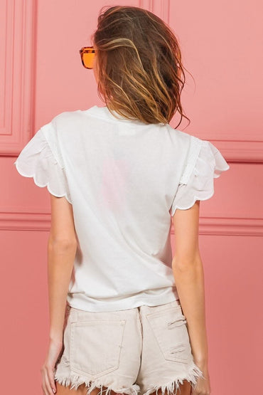 BiBi lace trim scalloped top - Love Salve 