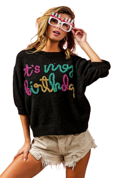 BiBi metallic puff sleeve sweater - Love Salve 