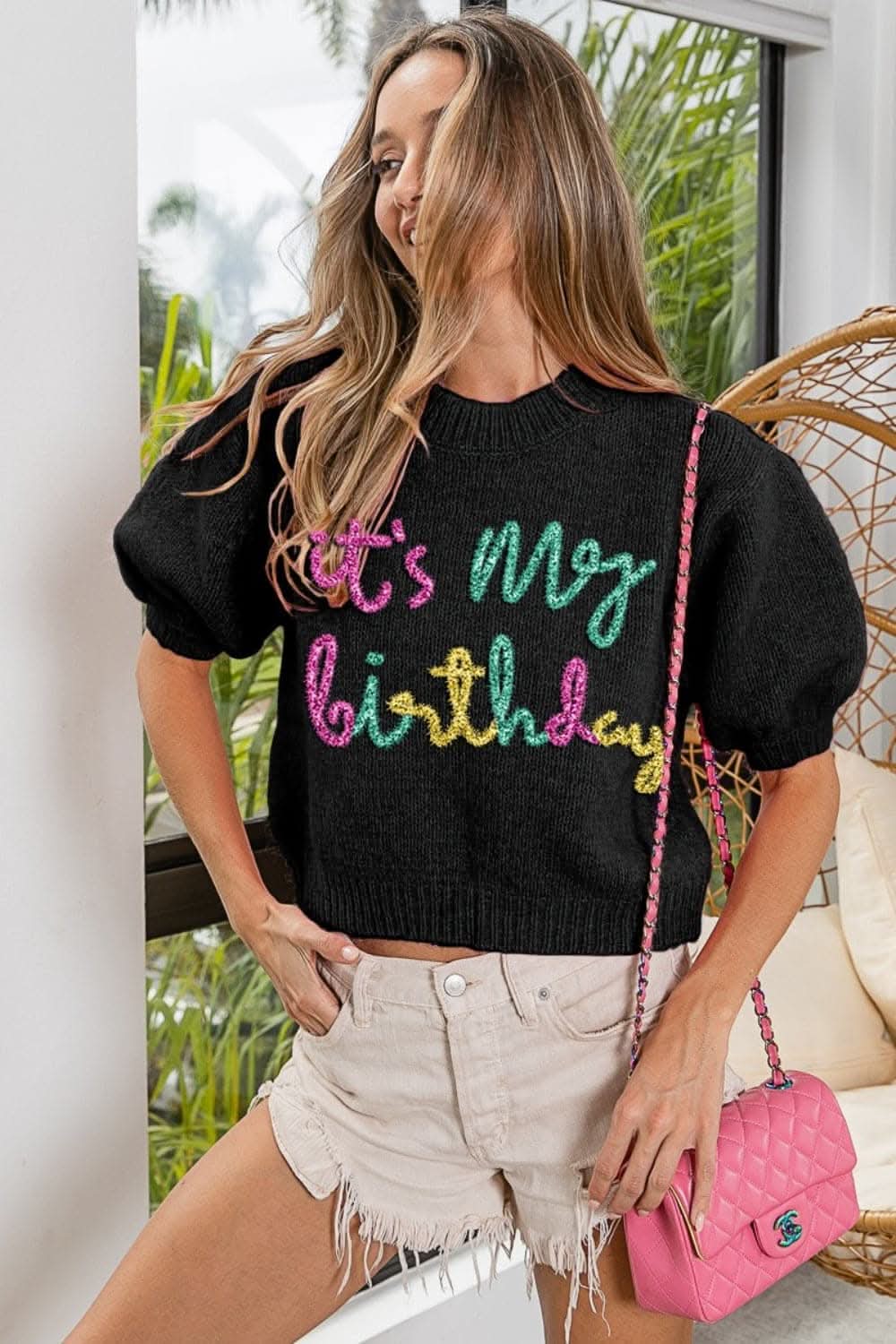 BiBi metallic puff sleeve sweater - Love Salve 