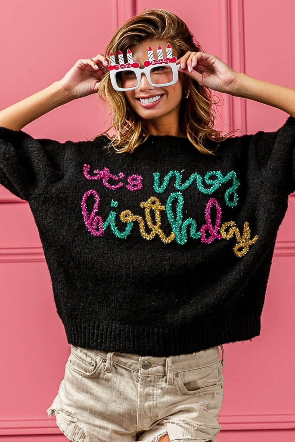BiBi metallic puff sleeve sweater - Love Salve 
