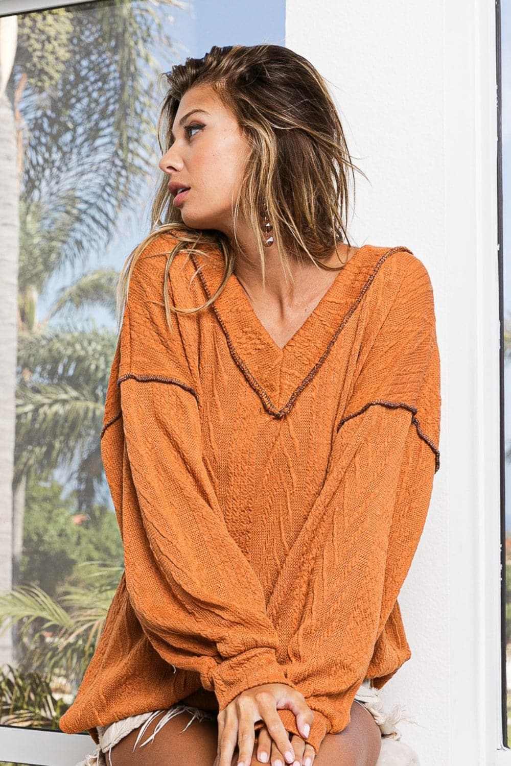 BiBi textured drop shoulder top - Love Salve 