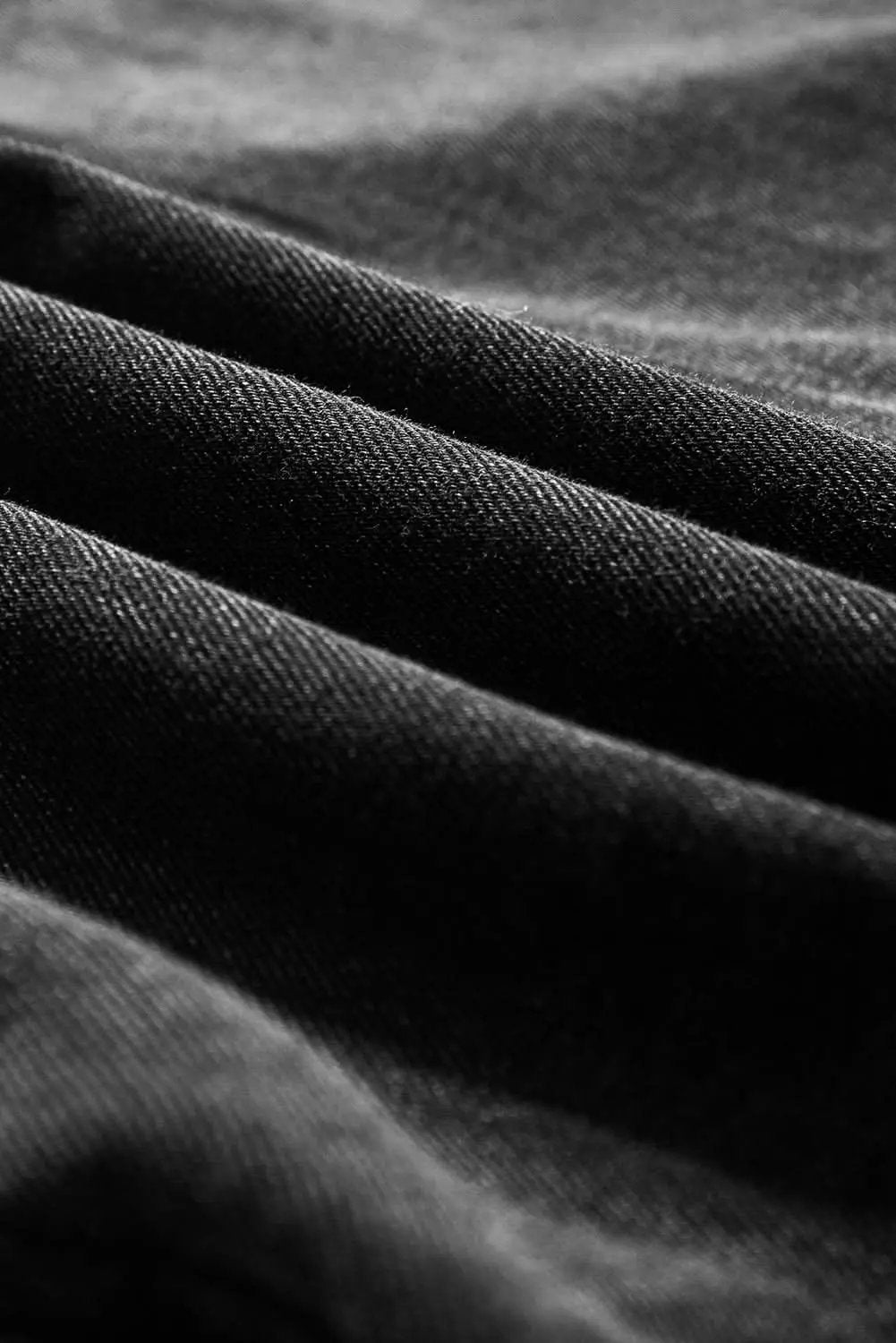 Black Flap Pocket Buttons Collared Jean Jacket - Love Salve 