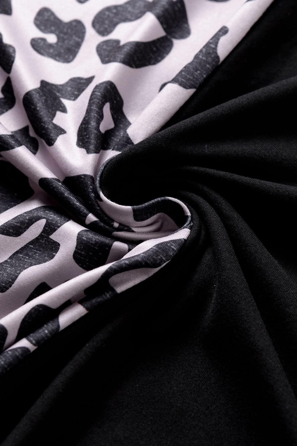 Black Half Leopard Patchwork Plus Size T-shirt 
