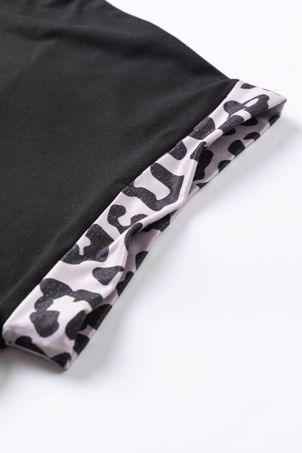 Black Half Leopard Patchwork Plus Size T-shirt 