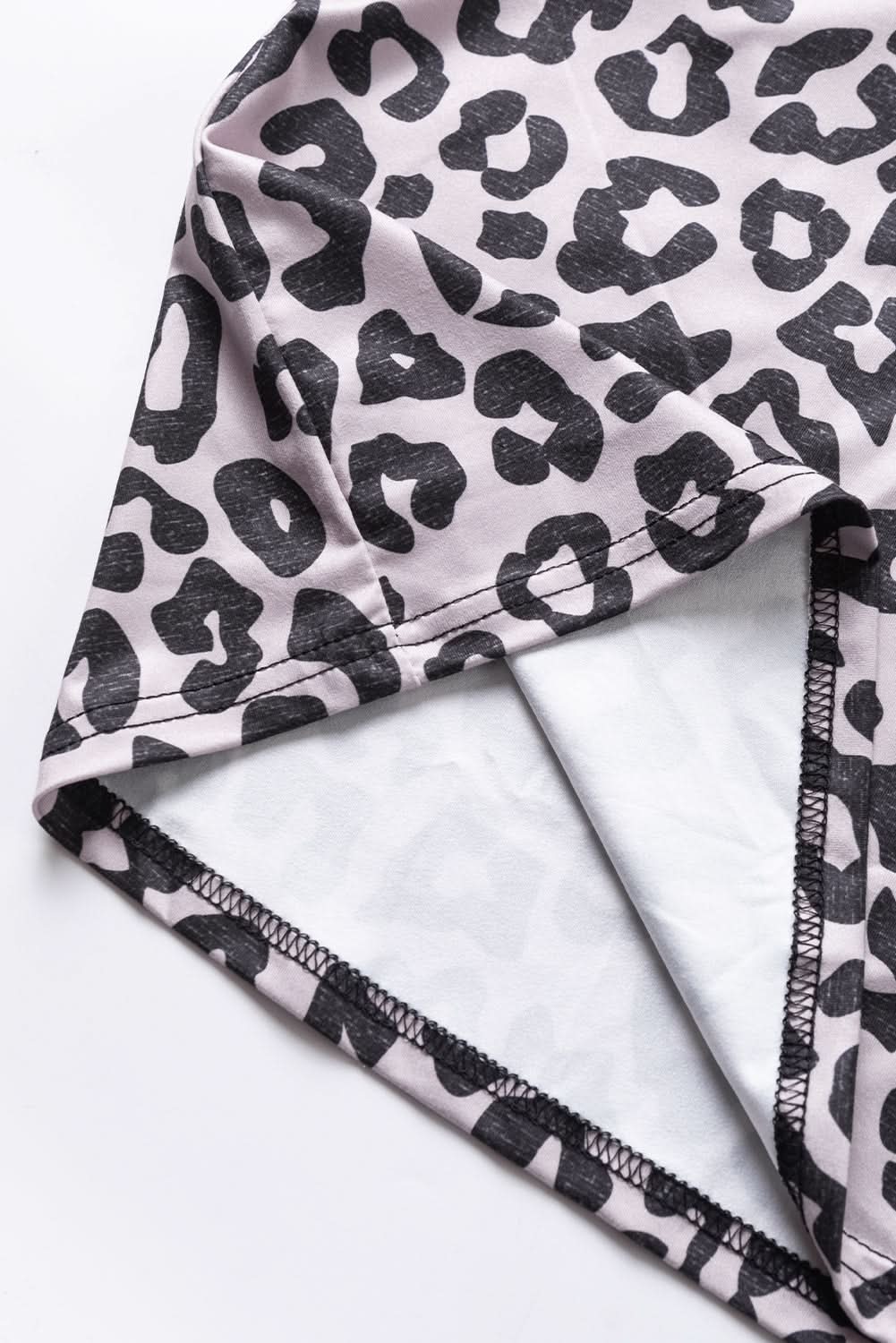 Black Half Leopard Patchwork Plus Size T-shirt 